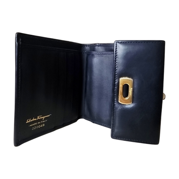 Salvatore Ferragamo Vintage Navy Blue Leather Wallet